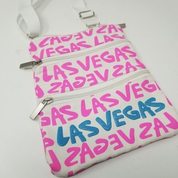 LAS VEGAS PINK WHITE CROSSBODY BAG. BY 777 LUCKY BRAND. - Picture 9 of 9